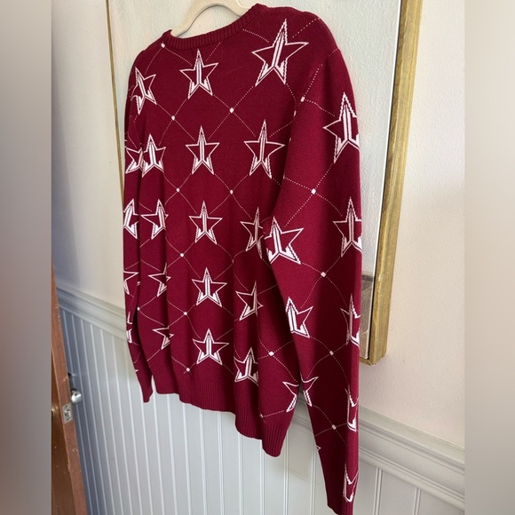 JEFFREE STAR Fashion Maroon Knit Crewneck Pullover Sweater Size Lg - Picture 8 of 9